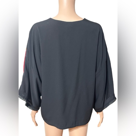 Chico’s Boho Patchwork Floral Print Zip Kimono Top Blouse 1 (M) Fringe Cuff Boho - Picture 4 of 7